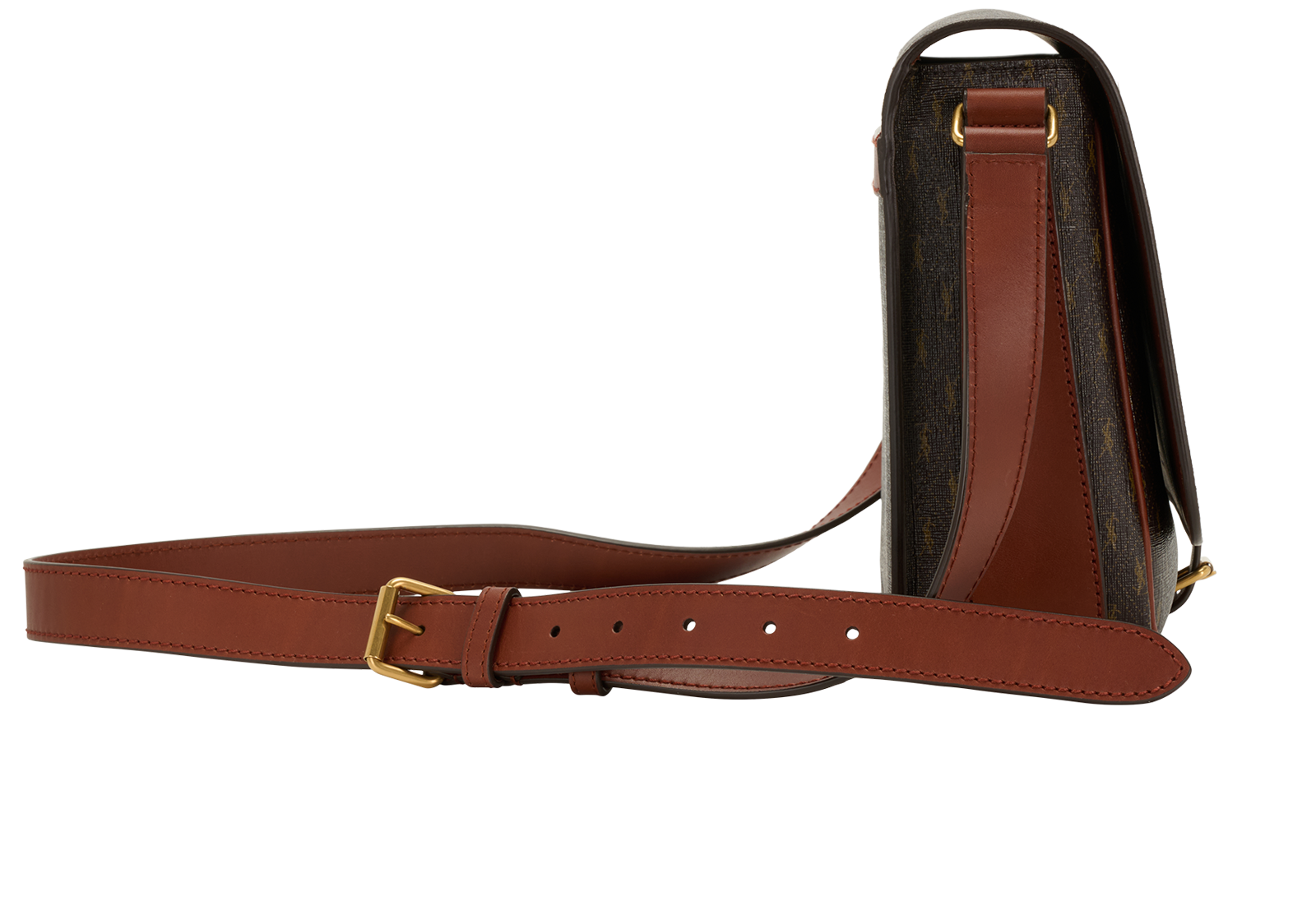 Monogram Satchel, &pound;750, Handbags, Brown, Canvas/Leather, Side view